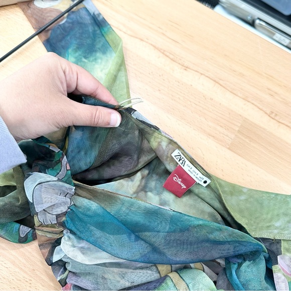 Zara × Disney Bambi Draped Tulle Sheer Mesh Long Sleeve Crop size Small - Picture 5 of 7